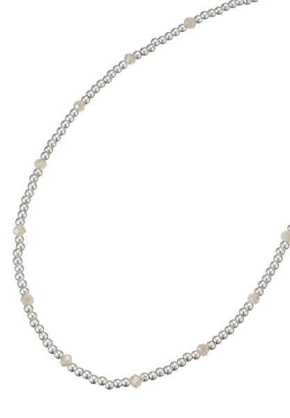 Leslii Kurze Halskette Kugeln Glasperlen Silber