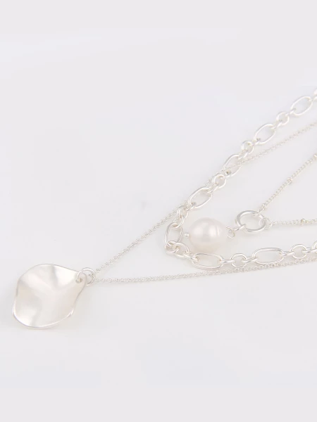 Leslii Kurze Halskette Layerig-Kette Mit Rechteckigem Anhänger In Silber