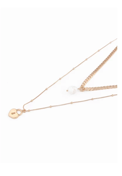 Leslii Kurze Halskette Layerig-Kette Mit Schlüsselloch- Anhänger In Gold