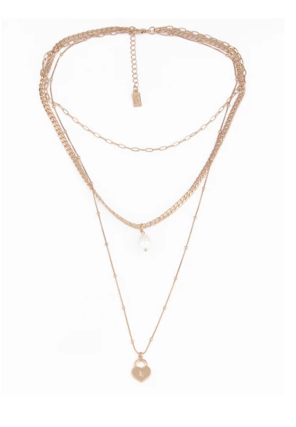 Leslii Kurze Halskette Layerig-Kette Mit Schlüsselloch- Anhänger In Gold