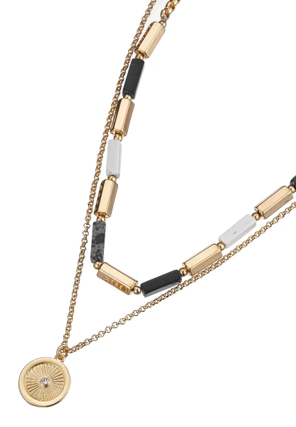 Leslii Kurze Halskette Layering Steine Gold