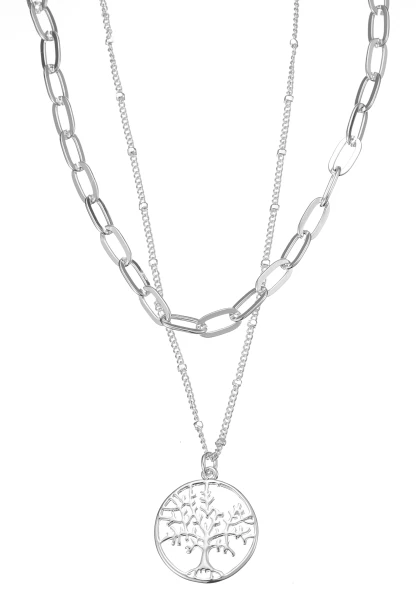 Leslii Kurze Halskette Lebensbaum Silber