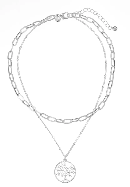 Leslii Kurze Halskette Lebensbaum Silber