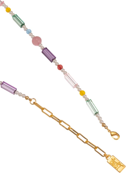 Leslii Kurze Halskette Material Mix Bunt