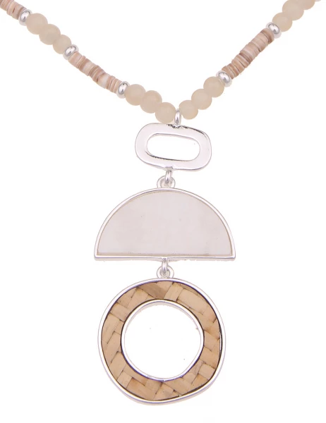 Leslii Kurze Halskette Material Mix In Silber Beige