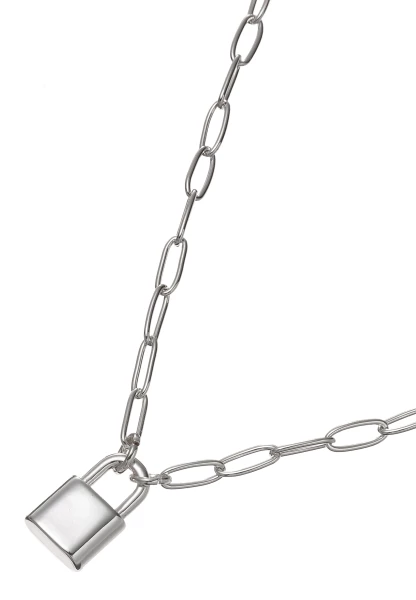 Leslii Kurze Halskette Mit Schlossanhänger Silber