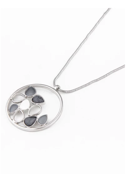 Leslii Kurze Halskette Mit Tropfen Ring In Silber