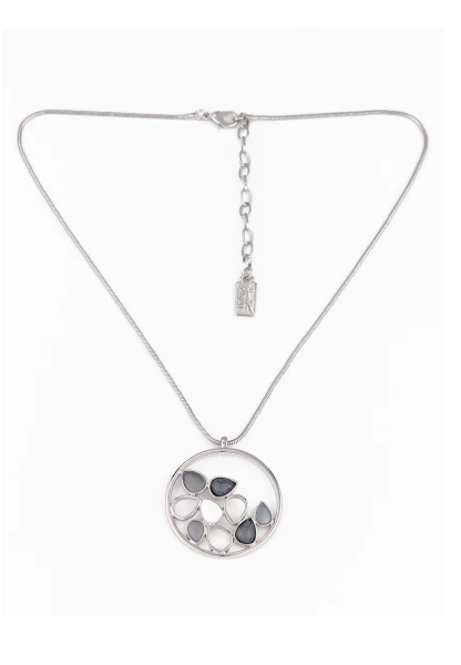 Leslii Kurze Halskette Mit Tropfen Ring In Silber