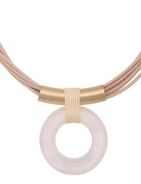 Leslii Kurze Halskette Muster Ring In Beige Weiß