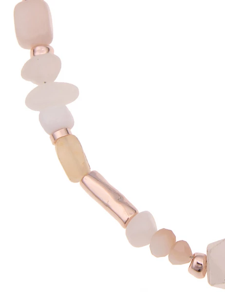 Leslii Kurze Halskette Natur Steinschliff In Braun Weiß