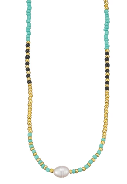 Leslii Kurze Halskette Perle Gold Bunt