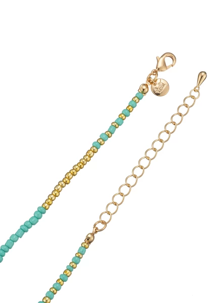 Leslii Kurze Halskette Perle Gold Bunt