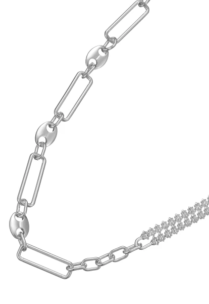 Leslii Kurze Halskette Silber Gliedermix Kristall