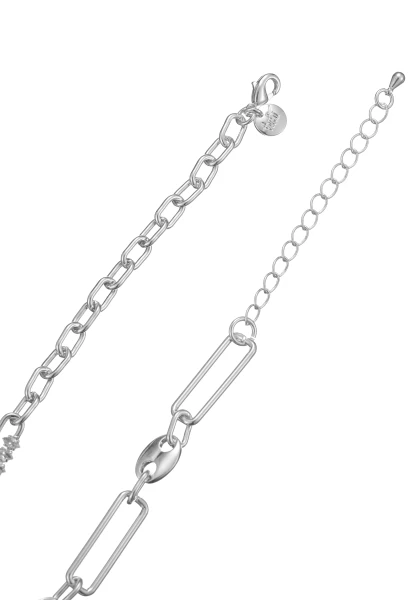 Leslii Kurze Halskette Silber Gliedermix Kristall