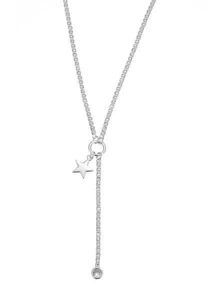 Leslii Kurze Halskette Silber Kristallglieder Stern