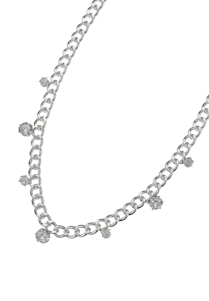 Leslii Kurze Halskette Silberglieder Sterling Silber Glaskristalle