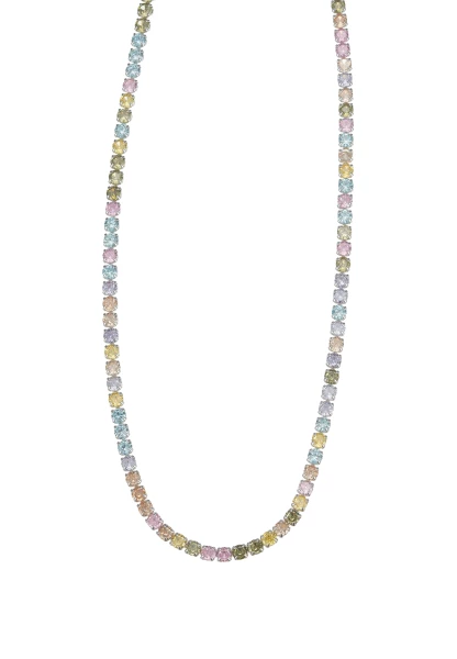 Leslii Kurze Halskette Stainless Kristall Versilbert Rainbow