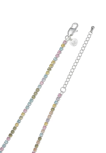 Leslii Kurze Halskette Stainless Kristall Versilbert Rainbow
