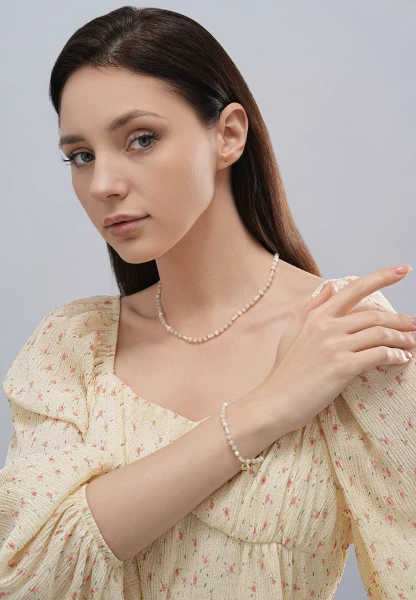 Leslii Kurze Halskette Stainless Pearls In Weiß