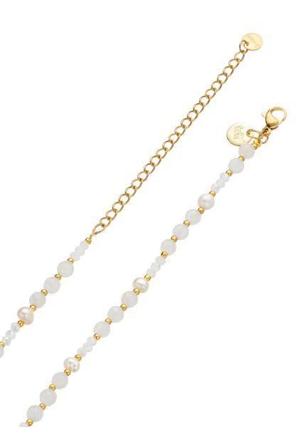 Leslii Kurze Halskette Stainless Pearls In Weiß