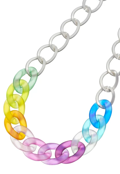 Leslii Kurze Halskette Statement Glieder Silber Bunt