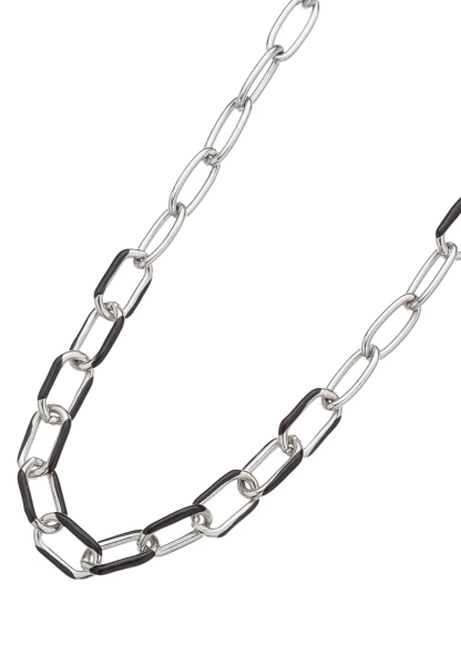 Leslii Kurze Halskette Statement Gliederkette Silber Schwarz