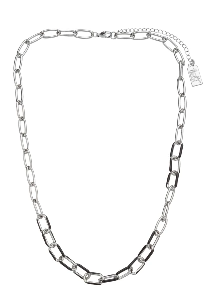 Leslii Kurze Halskette Statement Gliederkette Silber Schwarz