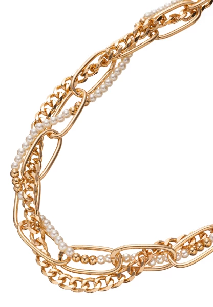 Leslii Kurze Halskette Statement-Kette Perlen Weiß Gold