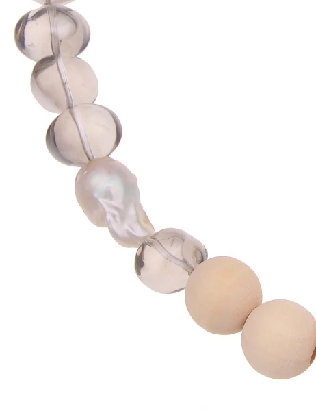 Leslii Kurze Halskette Statement Material Mix In Beige Gold