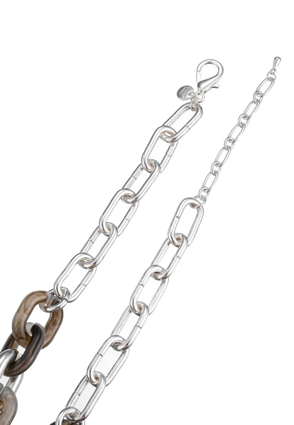 Leslii Kurze Halskette Stein-Anhänger Silber Braun