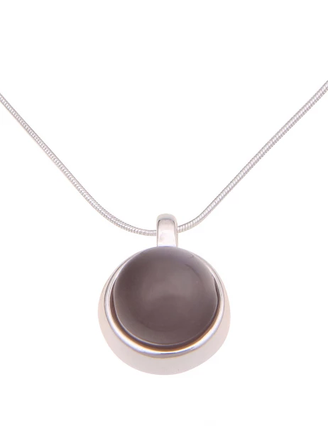 Leslii Kurze Halskette Stein Kugel In Silber Grau