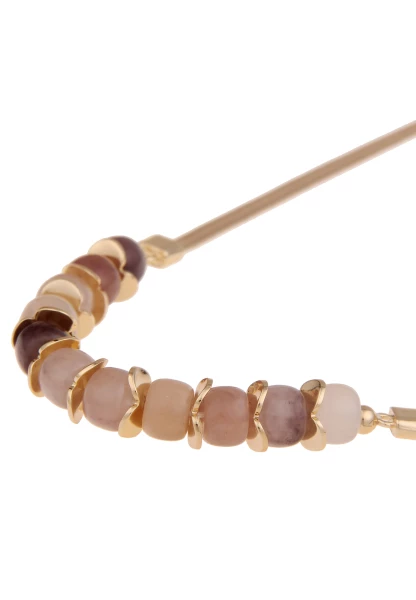 Leslii Kurze Halskette Stein-Kugeln Gold Braun