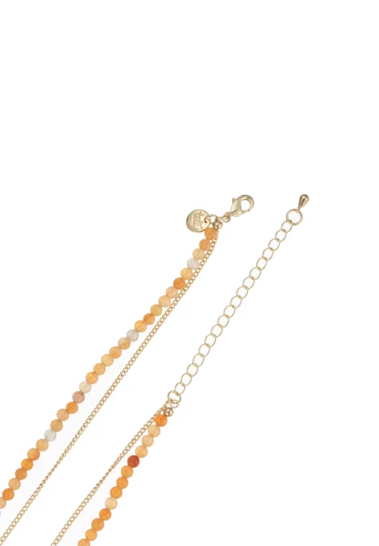 Leslii Kurze Halskette Stein Kugeln Layering Gold Orange