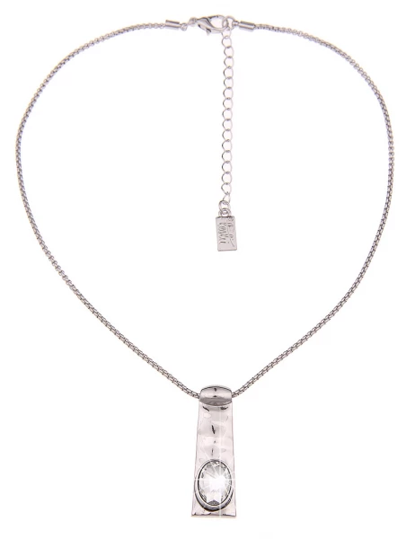 Leslii kurze Halskette Stein Oval in Silber