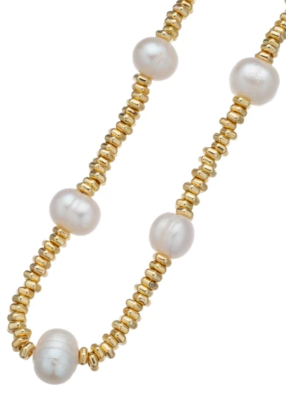 Leslii Kurze Halskette Süßwasserperlen Metall-Elemente Gold