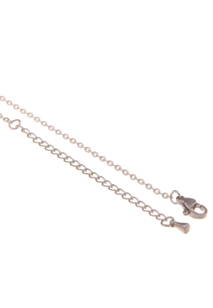 Leslii Kurze Halskette Weißer Kristall-Anhänger Silberne Glieder-Kette Silber Weiß