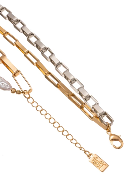 Leslii Kurze Kette Ankerkette Layering Goldene Statement-Kette Perlen Gold Silber