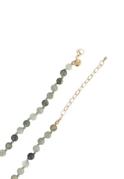 Leslii Kurze Kette Blatt Stein-Kugeln Grün Gold