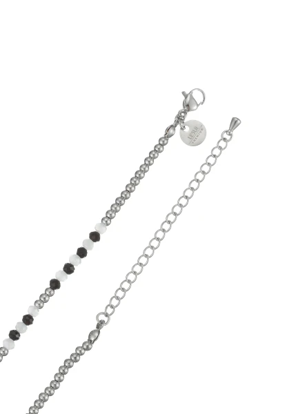 Leslii Kurze Kette Glasperlen Edelstahl Schwarz Weiß