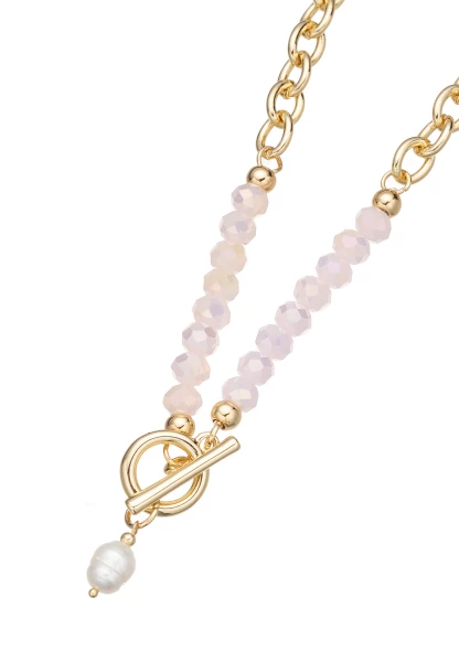Leslii Kurze Kette Glasperlen Glieder Rosa Gold