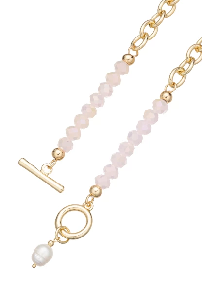 Leslii Kurze Kette Glasperlen Glieder Rosa Gold