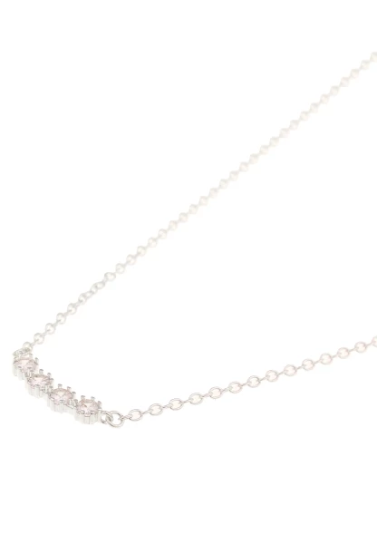 Leslii Kurze Kette Glitzer Filigrane Gliederkette Collier Strass-Steine In Silber Weiß