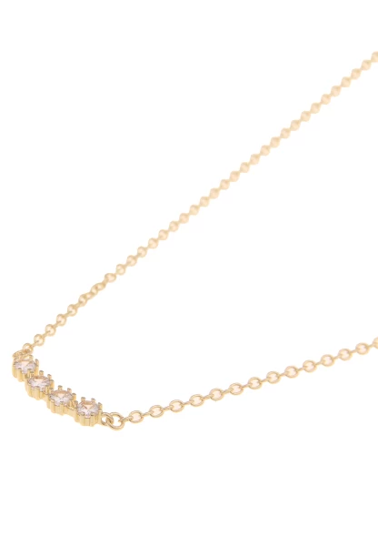 Leslii Kurze Kette Glitzer Filigrane Gliederkette Collier Strass-Steine In Gold Weiß