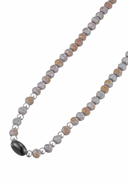 Leslii Kurze Kette Kami Kristall Naturstein Braun