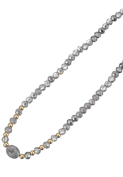 Leslii Kurze Kette Kami Kristall Naturstein Grau