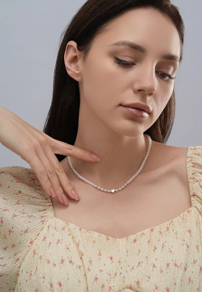 Leslii Kurze Kette Karoline Kristall Glasperlen In Weiß