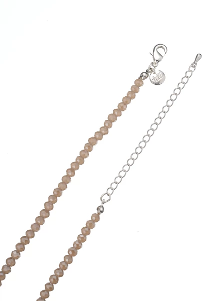 Leslii Kurze Kette Karoline Kristall Glasperlen In Grau