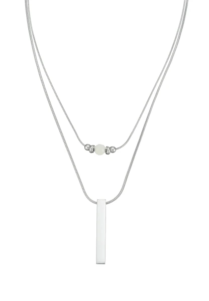 Leslii Kurze Kette Layering Naturstein Silber