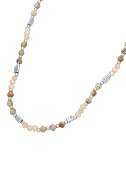 Leslii Kurze Kette Natursteine Beige Braun