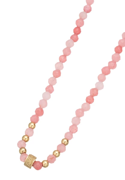 Leslii Kurze Kette Natursteine Rosa Pink